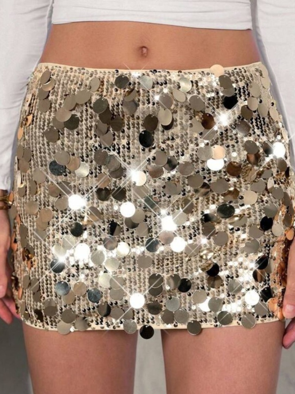 Women's Gold Sequin Mini Skirt